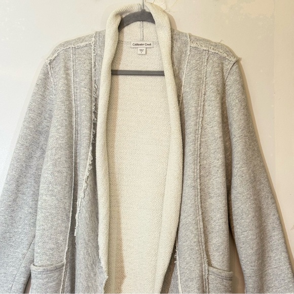 Coldwater Creek Duster Cardigan Sweater Lined Pocket Raw Hem - Picture 2 of 15